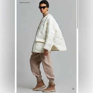 BNWT The Frankie Shop Teddy oversized Quilted Jacket Ivory/Clay White XS/S